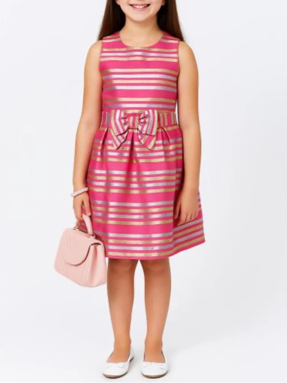 Gymboree Pink Metallic-Striped Bow Dress